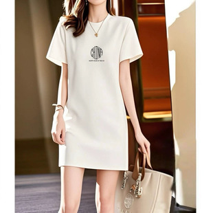 今年流行2026春夏新款纯棉短袖T恤裙子宽松休闲气质连衣裙上衣女