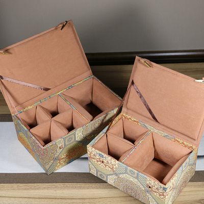 国风宋锦礼品盒茶具套壶盒刻字