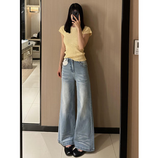 175高个子加长版高街宽松阔腿裤女高级感百搭显瘦直筒牛仔裤夏季