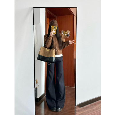 加长版加绒加厚V腰西装裤女修身