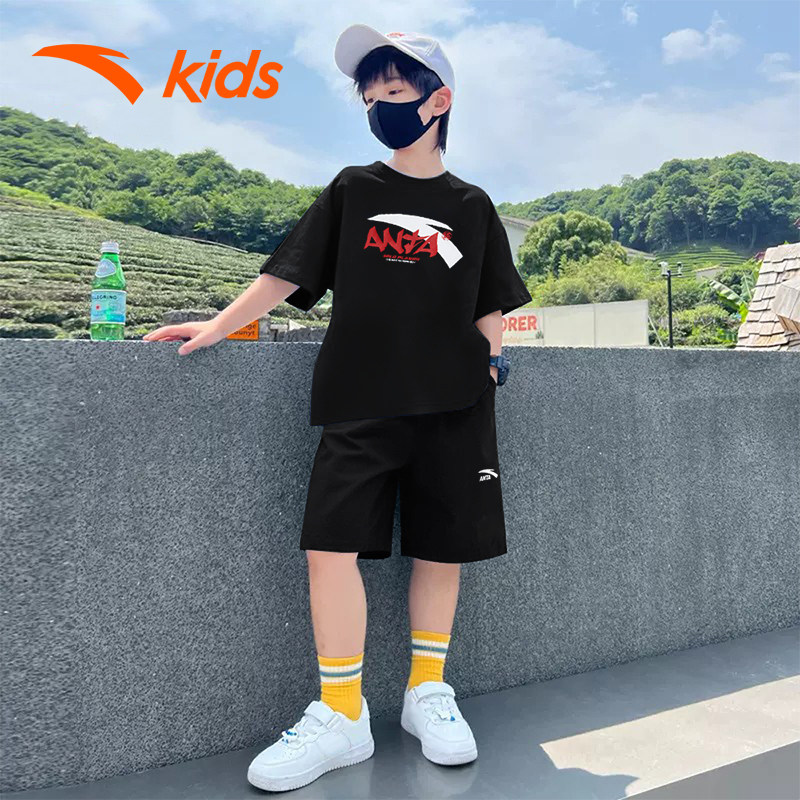 安踏童装男童时髦洋气套装2026春季新款儿童速干运动服中大童夏装