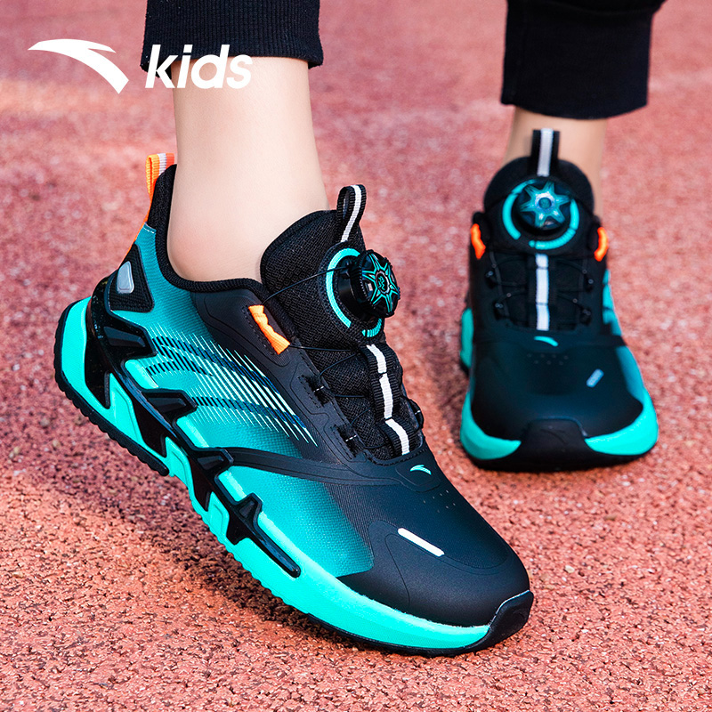 安踏儿童弓速跑步鞋男童鞋革面轻便缓震秋冬新款轻便时尚运动童鞋