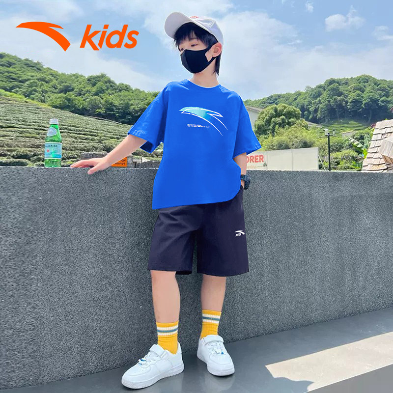 安踏童装男童秋季套装2026新款儿童短袖速干透气运动服中大童夏装