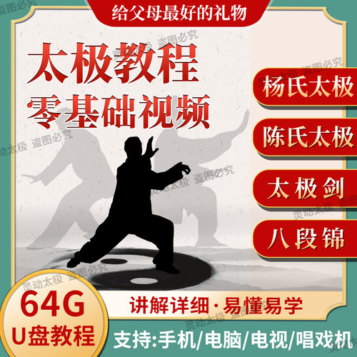 零基础太极拳教程视频U盘发货