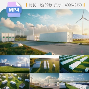 高清新能源储能系统风能太阳能光伏高效转换锂备充减排视频素材