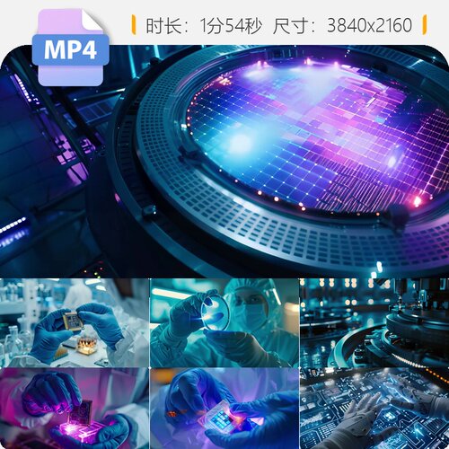 高清芯片制造车间晶圆加工集成电路硅基材料精密制造工艺视频素材