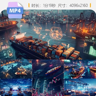 高清全球贸易海运物流数据化经济国际跨公司合作金融市场视频素材
