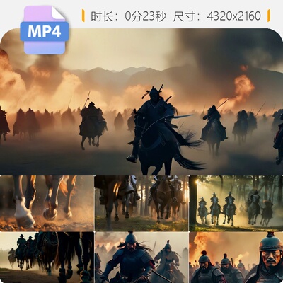 高清战马马蹄古代骑兵战斗4K中国战场冲锋厮杀历史纪录片视频素材