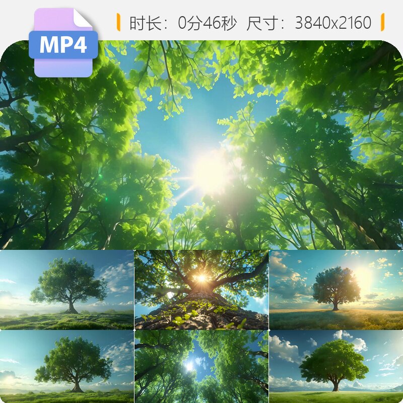高清一棵参天大树孤独草原寂静氛围宣传片头森林环抱植物视频素材