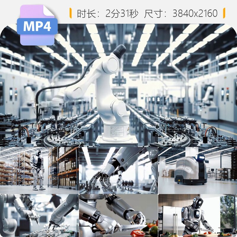 高清宇树人形机器人AI具身智能机械臂做饭病房护理视频素材
