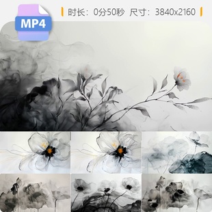 高清水墨晕染滴扩散唯美意境中国风泼墨艺术背景舞台节目视频素材