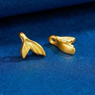 足金999新款鱼尾3D硬金包银鲸鱼尾巴黄金余生有你挂坠锁骨项链女