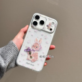 泡泡邮局社ins风春日兔子碎花猫咪手机壳适用苹果17promax软壳iph
