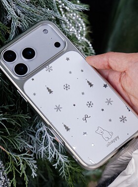 MhappyManner原创镜面冬日雪花手机壳 适用于苹果17promax iphone