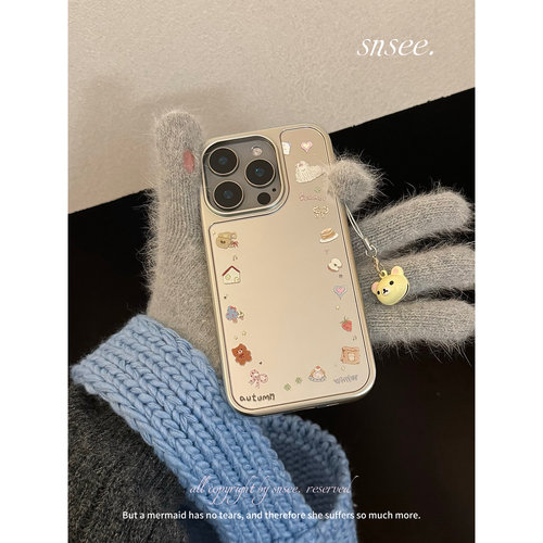 Snsee|甜甜舒芙蕾~ins韩系电镀镜面银边框黑框手机壳适用于苹果ip