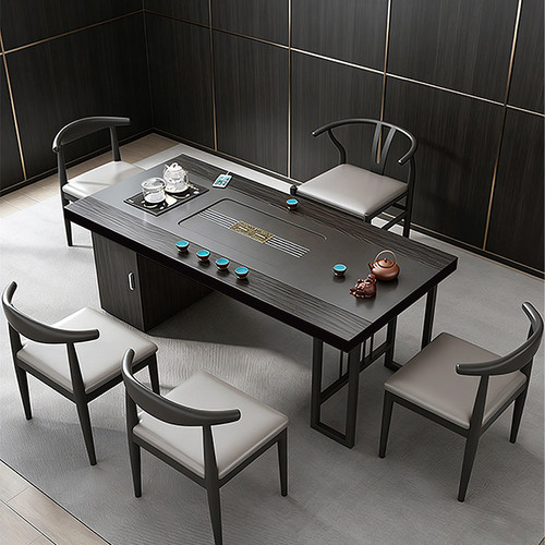 意式极简办公室烧水壶一体茶桌椅