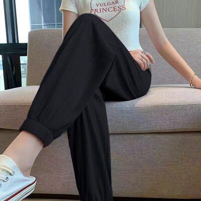 运动裤女冰丝夏季薄款卫裤宽松休闲裤速干灯笼裤高腰显瘦凉凉裤子