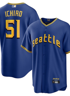 西雅图水手队 Seattle Mariners 51#ICHIRO 男子运动透气棒球服