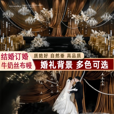 婚庆咖色牛奶丝弹力布幔韩式背景
