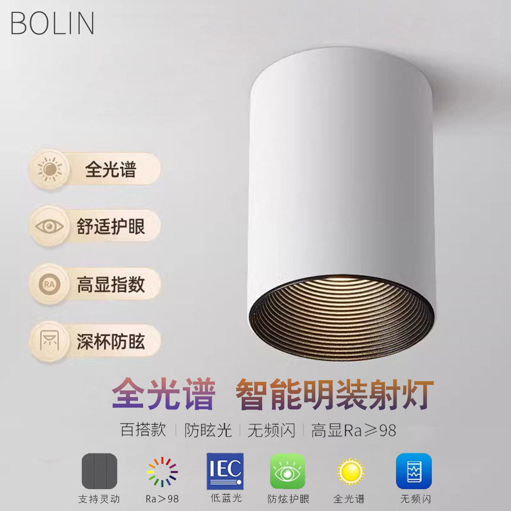 智能明装射灯全光谱客厅背景墙小山丘防眩护眼led筒灯蓝牙mesh2.0,家装灯饰光源,明装射灯,淘宝优惠券,粉丝福利购,淘宝优惠卷