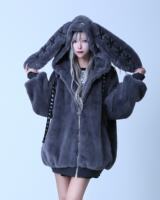 Nameless Daily RF cute Harajuku Subculture Dark Punk Mass Production 25 rabbit-ear plush Coat y2k thumbnail 2
