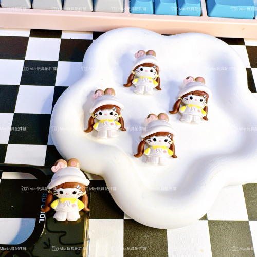 设计款Hello Kitty双马尾女孩变装公仔DIY奶油胶手机壳挂件笔刀