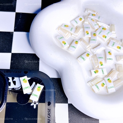 盲盒配件Dimmo菠萝果汁食玩配件DIY滴胶奶油胶手机壳配件公仔