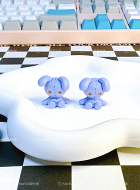 祖国版紫色缝合线小兔子公仔配件DIY奶油胶手机壳挂件摆件笔刀