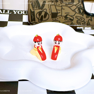 PU设计款蜡笔小新迷你苹果公仔DIY奶油胶手机壳挂件摆件笔刀