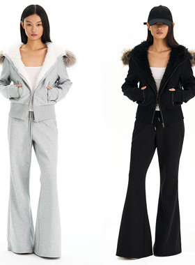 Grown Notold 毛领连帽短款毛绒厚卫衣拉链开衫外套