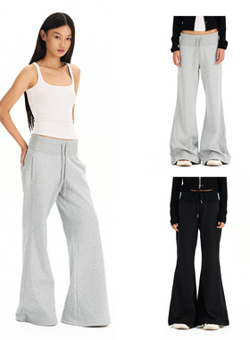 Grown Notold 中腰显瘦阔腿喇叭卫裤休闲慵懒抽绳宽松卫裤