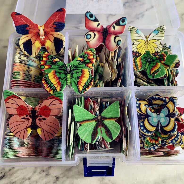 打印糯米烘培卡通风糖纸蝴蝶盘饰