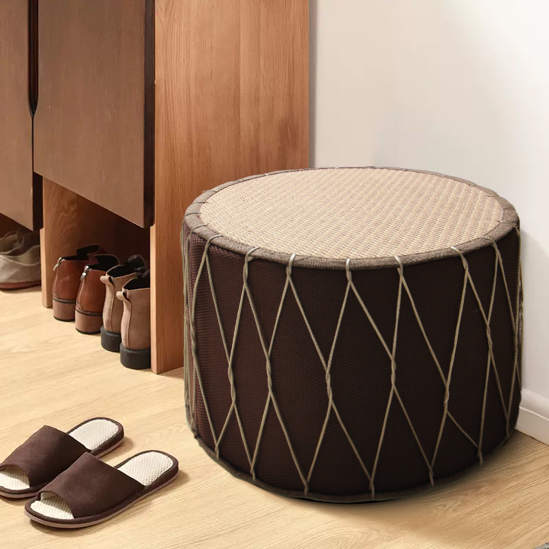 日式轻奢高级感圆形换鞋凳