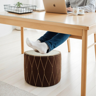 办公室垫脚凳家用藤编凳子脚踏搭脚凳日式 凳放脚神器 圆形坐垫换鞋