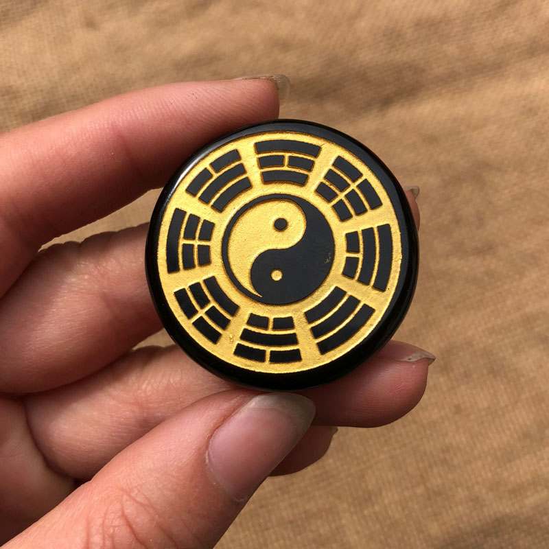 天然黑曜石项链八卦吊坠送证书