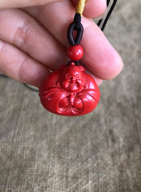 朱砂弥勒佛吊坠立体大肚佛项链笑佛宝宝佛挂件男女钥匙扣手机链