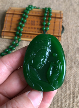 观音吊坠男女外蒙料侧脸观音挂件项链菩萨平安玉佩天然玉牌玉石