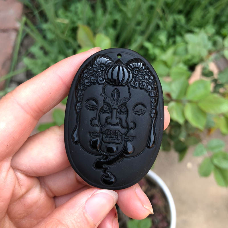 天然黑曜石一念之间吊坠送证书
