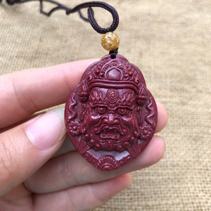 黄财神项链紫金砂财神玉佩男女吊坠藏财神吊坠送证书