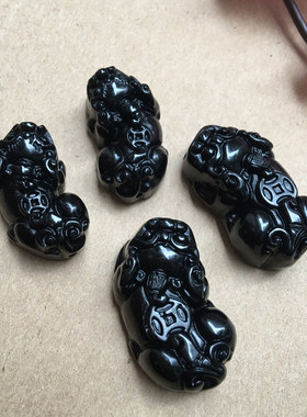 天然黑曜石单个可穿三钱貔貅吊坠