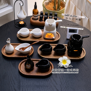 美容院陶瓷精油加热炉器泰式spa陶瓷精油碗产品调配分装碟闻香瓶