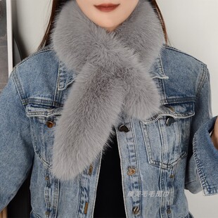 冬季 保暖仿狐狸毛皮草围巾女气质百搭加厚围脖双面毛显高级感 新款