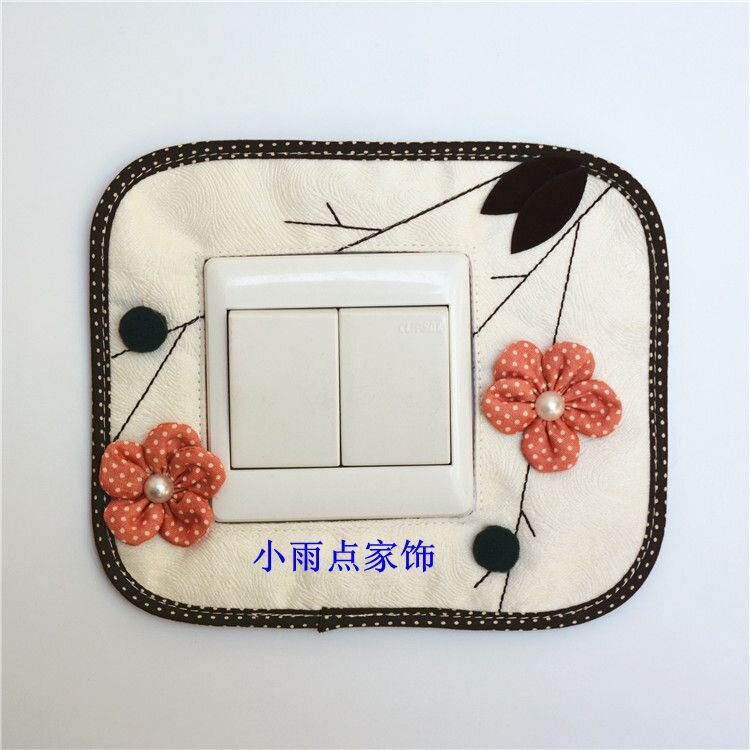 5个包邮特价韩版日式漫笛儿精品手工布艺卡通田园方形开关贴 套