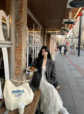 YAQING灰色西装外套女小个子2025春秋季新款高级感宽松型气质西服