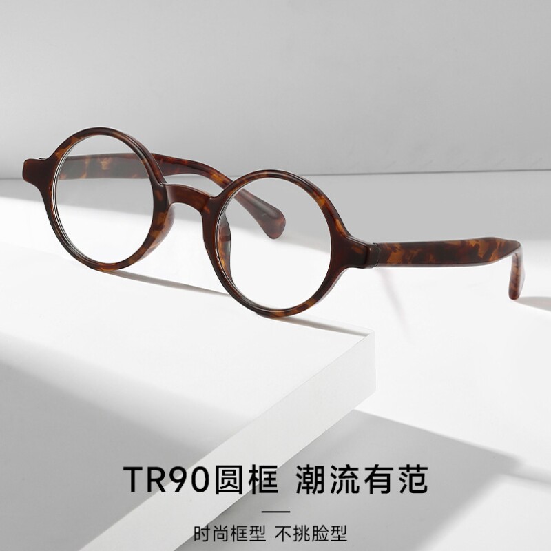 复古玳瑁色小圆框近视眼镜
