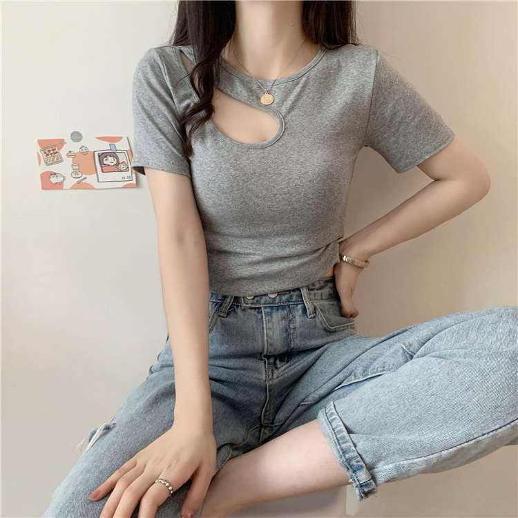 Real price real shot ~ New Summer care machine open thin short sleeve T-shirt