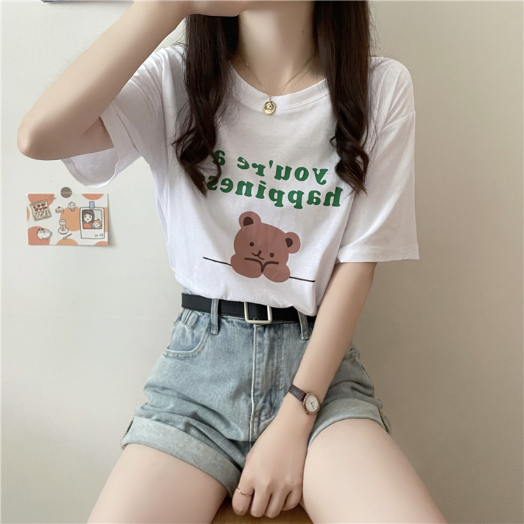 Summer new personalized printing loose round neck versatile T-shirt