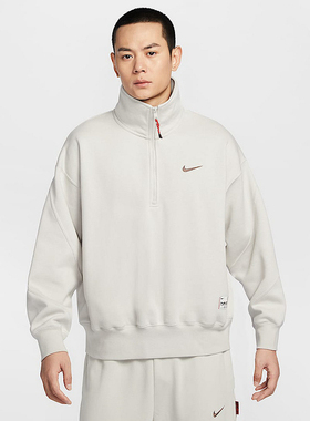 NIKE耐克男加绒外套蛇年CNY本命年红色半拉链立领卫衣HV8205