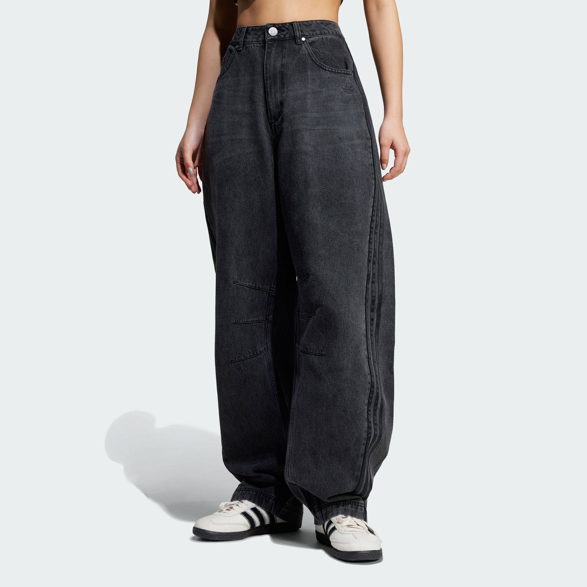 阿迪达斯三叶草女子纯棉牛仔宽松运动香蕉裤弯刀裤,运动服/休闲服装,运动长裤,淘宝优惠券,粉丝福利购,淘宝优惠卷