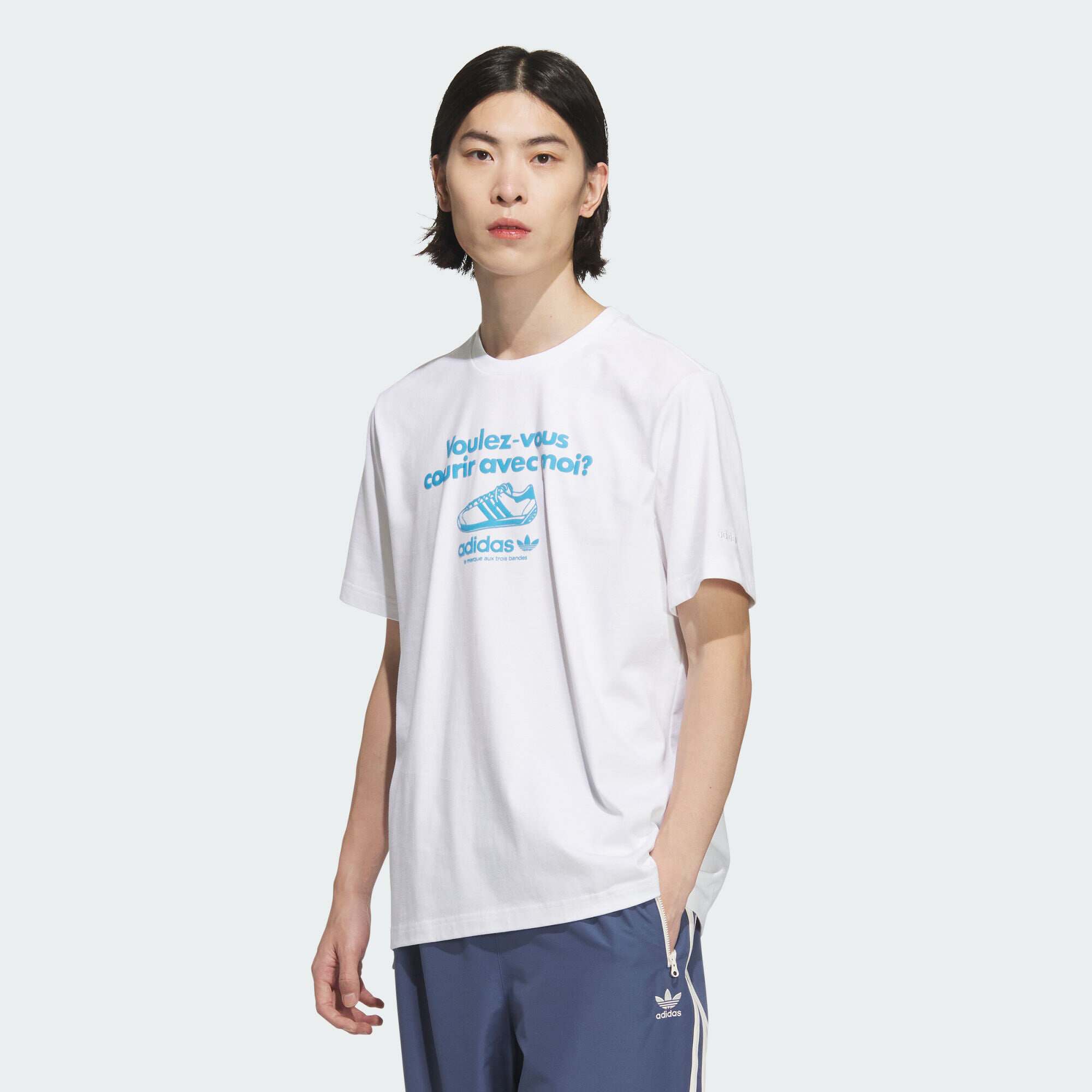 阿迪达斯男子纯棉印花复古运动宽松短袖圆领T恤JX2629|JX2630